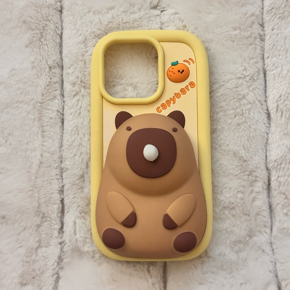 Cute Capybara iPhone 16 Case in Yellow and Brown